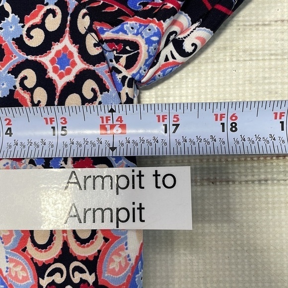 Eliza J Dress Blue Red Paisley Floral Print Knee Length Stretchy 6 - Picture 9 of 10